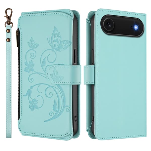 iPhone Air Plånboksfodral Butterfly Floral Imprint - Mintgrön Grön