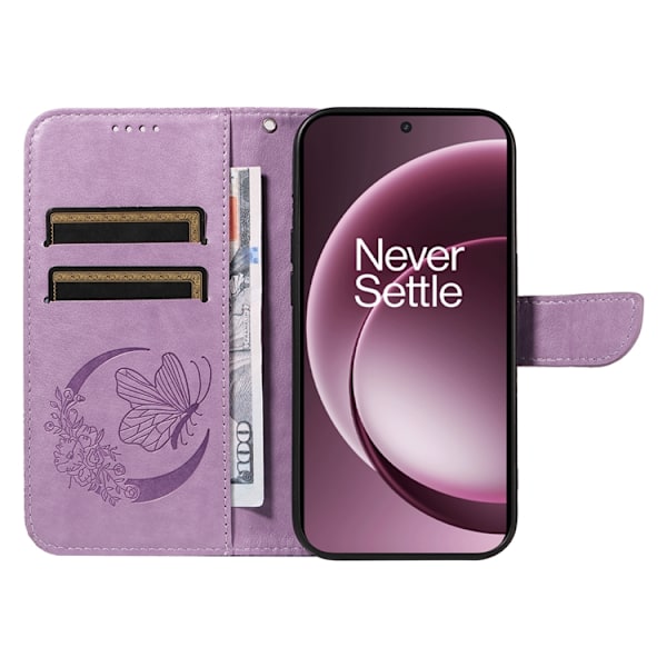 OnePlus 15 Plånboksfodral Butterfly Pattern Konstläder Lila