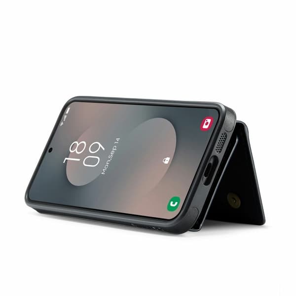 DG.MING M6 Series Konstläder Plånboksfodral för Samsung Galaxy S25 FE - Svart