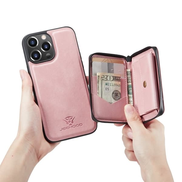JEEHOOD 2-i-1 Hybrid Mobilskal med för iPhone 13 Pro - Rosa