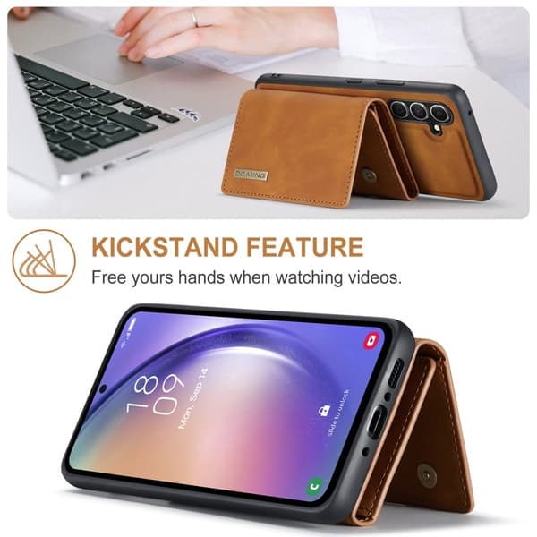 DG.MING Samsung Galaxy A54 5G Konstläder Plånboksfodral Brun