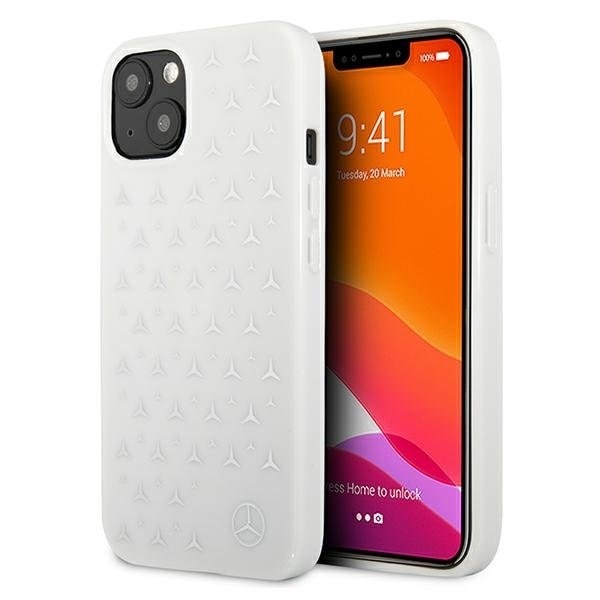 Mercedes Silver Stars Pattern Skal iPhone 13 - Vit Silver