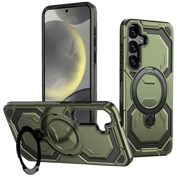 Mobilskal för Samsung Galaxy S26 Plus Magnetiskt Ring Kickstand PC + TPU - Grön
