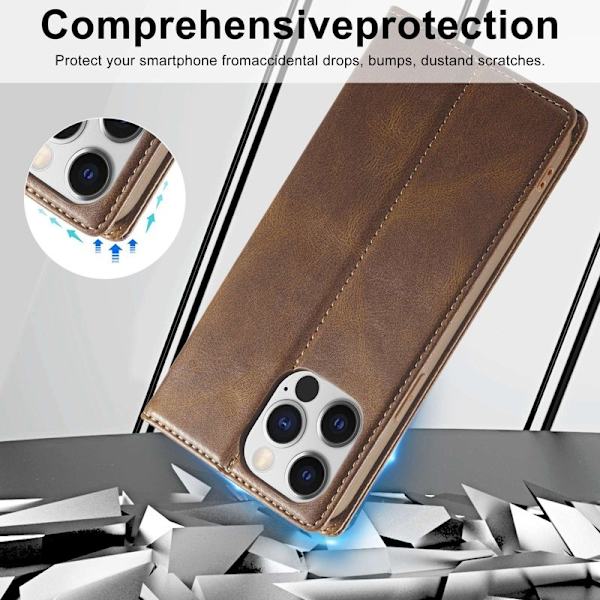 LC.IMEEKE iPhone 13 Pro Plånboksfodral Flip Konstläder - Brun
