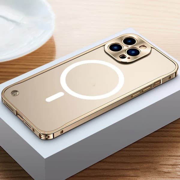 iPhone 14 Pro Max Cover Magsafe Metal Frame - Guld Guld