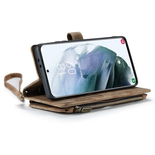 CASEME Konstläder Plånboksfodral för Samsung Galaxy S21+ 5G - Brun