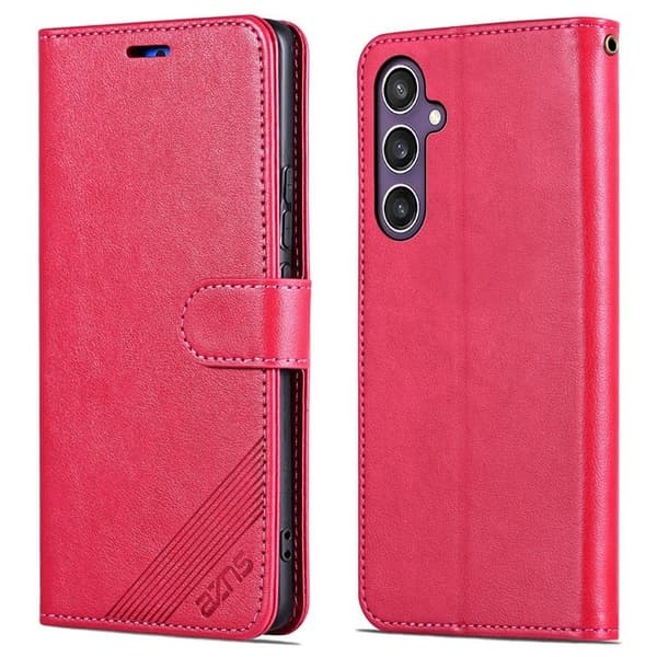 AZNS Samsung Galaxy S25+ Plånboksfodral Anti-Scratch Konstläder - Röd