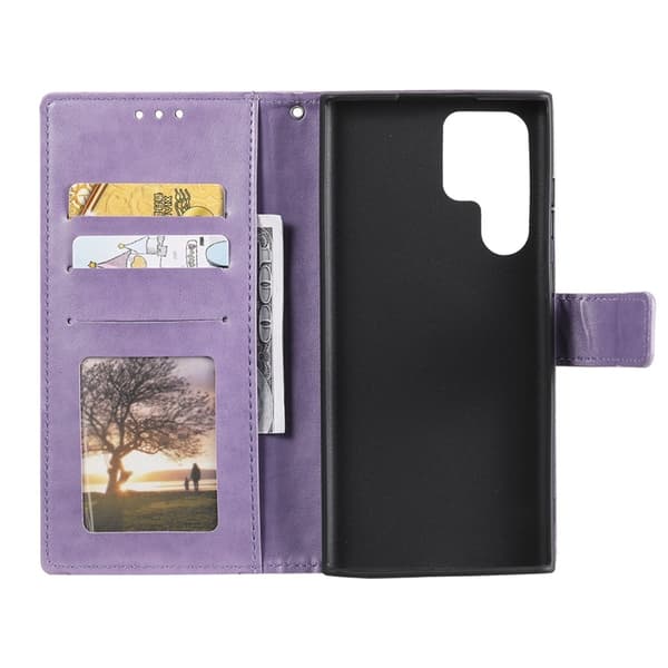 Galaxy S26 Ultra Plånboksfodral Imprinted Totem Konstläder - Lila Lila
