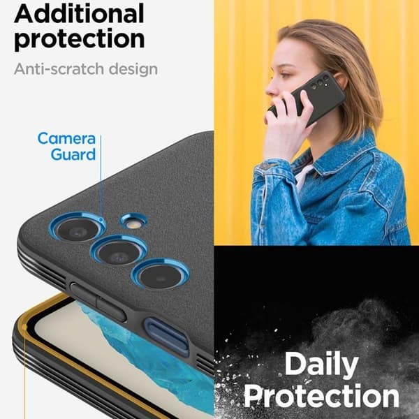 Spigen telefontaske til Galaxy M35 5G Essential Sandblast - Matt Sort Svart