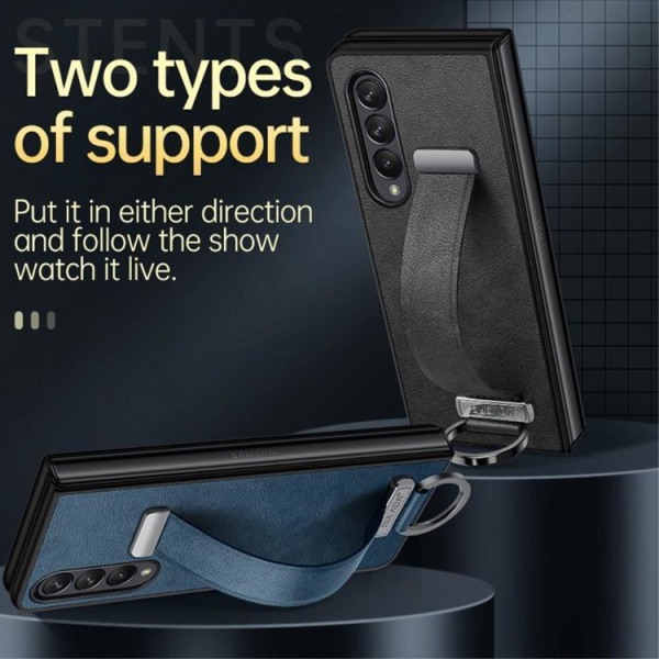 SULADA Galaxy Z Fold 4 Shell Kickstand rannekkeella - musta