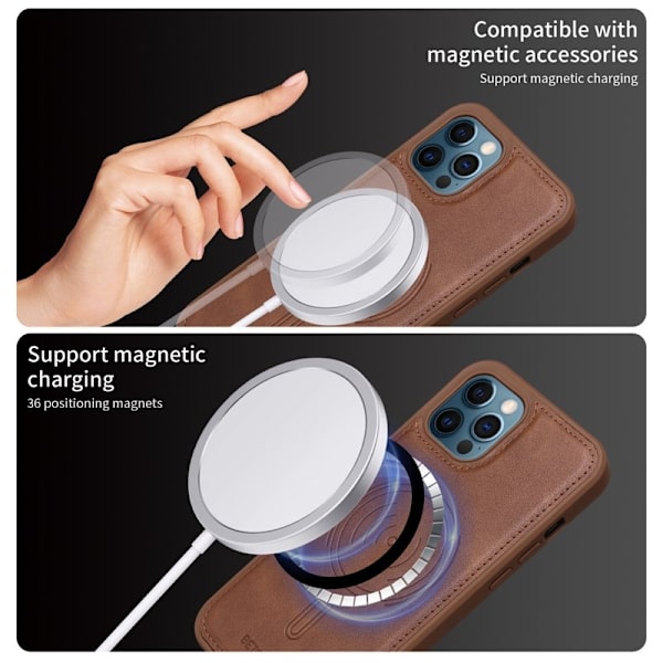 BETOPNICE iPhone 12 Pro Max Plånboksfodral Konstläder - Brun