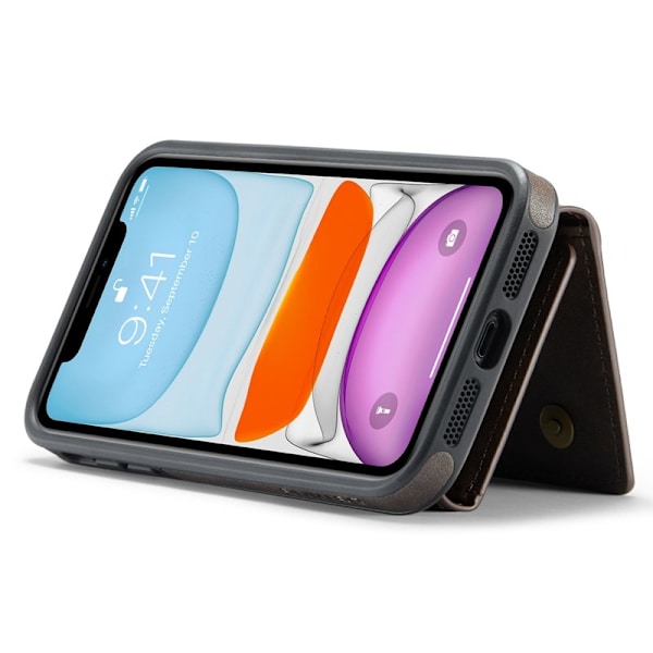 DG.MING iPhone 11 Konstläder Plånboksfodral med kortfickor - Brun