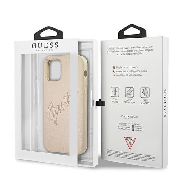 Guess iPhone 12 Pro Max Skal Saffiano Vintage - Guld Yellow