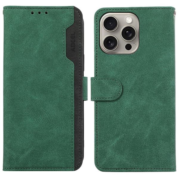 ABEEL iPhone 13 Pro Plånboksfodral RFID-Skydd Grön Konstläder