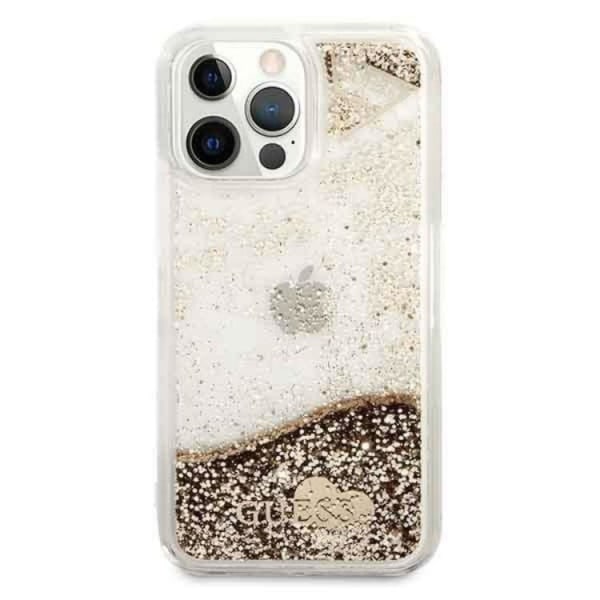 GUESS iPhone 14 Pro Max Cover Glitter Charms - Guld