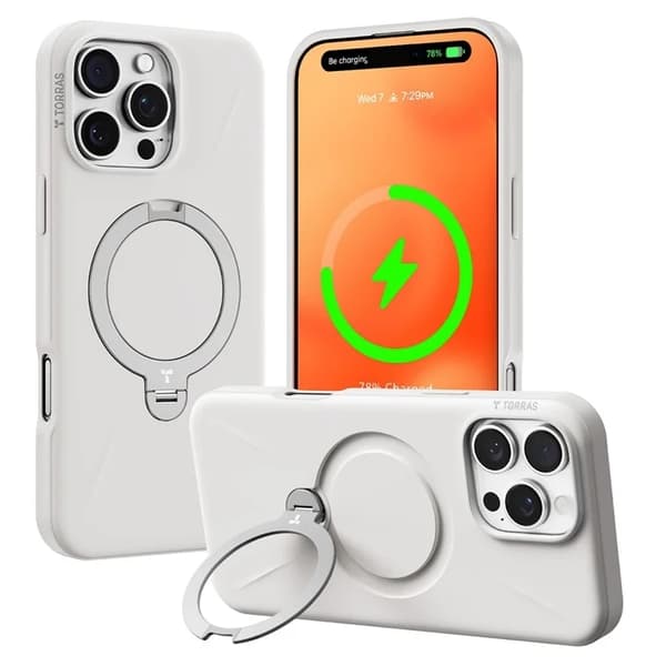TORRAS Mobilskal till iPhone 16 Pro Magsafe Ostand Q Pro - Ivory Grå