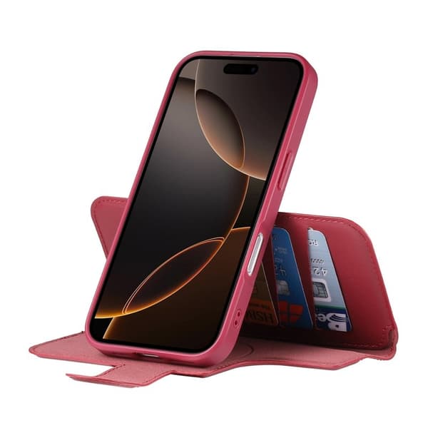 CASENEO iPhone 16 Pro Plånboksfodral Konstläder - Röd