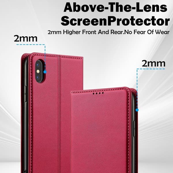 LC.IMEEKE L1 Series iPhone XS Max Plånboksfodral Konstläder - Röd