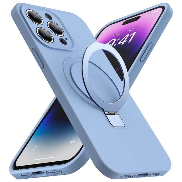 iPhone 14 Pro Mobile Case Magsafe nestemäinen silikoni - vaaleansininen
