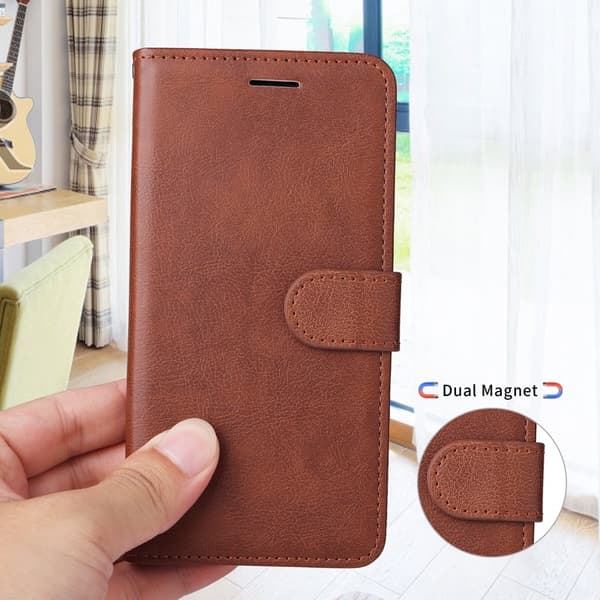 Samsung Galaxy S26 Plus Plånboksfodral Konstläder Med Rem Ställ - Brun