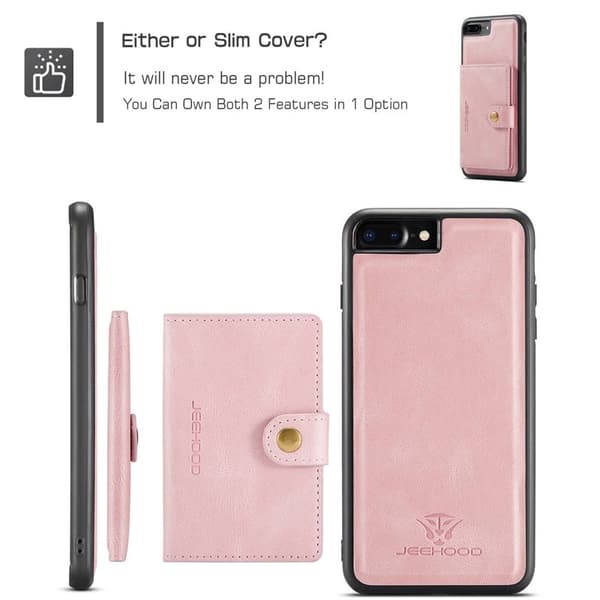 JEEHOOD Mobilskal till iPhone 7 Plus/8 Plus Konstläder TPU Roséguld