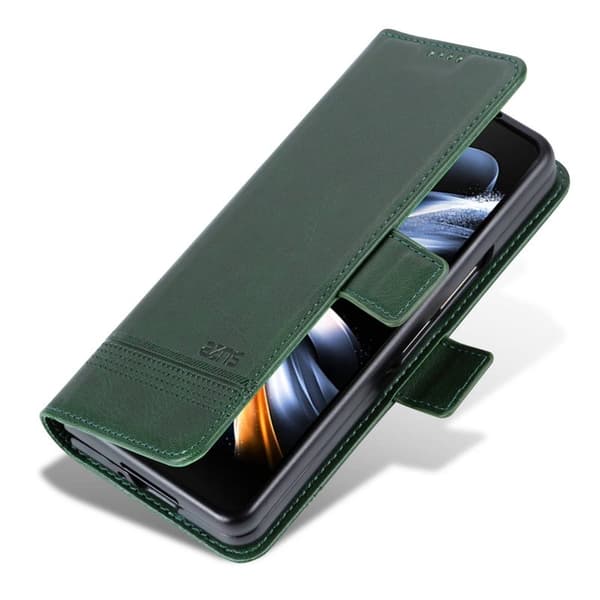 AZNS Samsung Galaxy Z Fold3 5G Plånboksfodral Konstläder - Grön