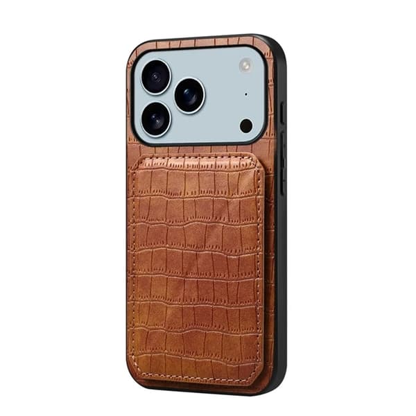 Mobilskal till iPhone 17 Pro Korthållare Crocodile Textured - Brun Brun