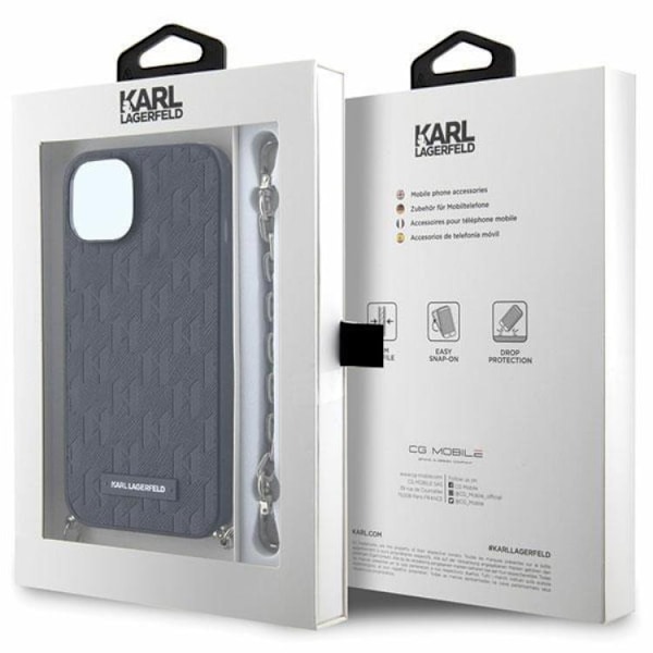 KARL LAGERFELD iPhone 14 Mobilskal Saffiano Monogram Chain Svart