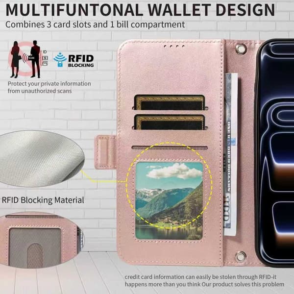 Plånboksfodral för Samsung Galaxy S26 Plus Konstläder - Roséguld