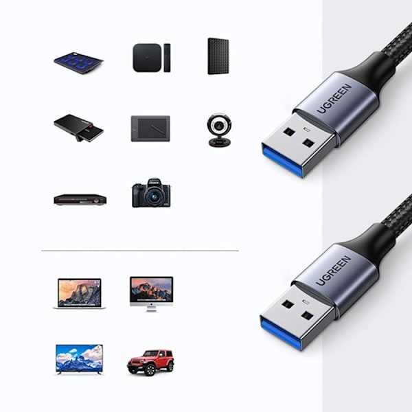 Ugreen USB-A Till USB-A Kabel 1m - Grå