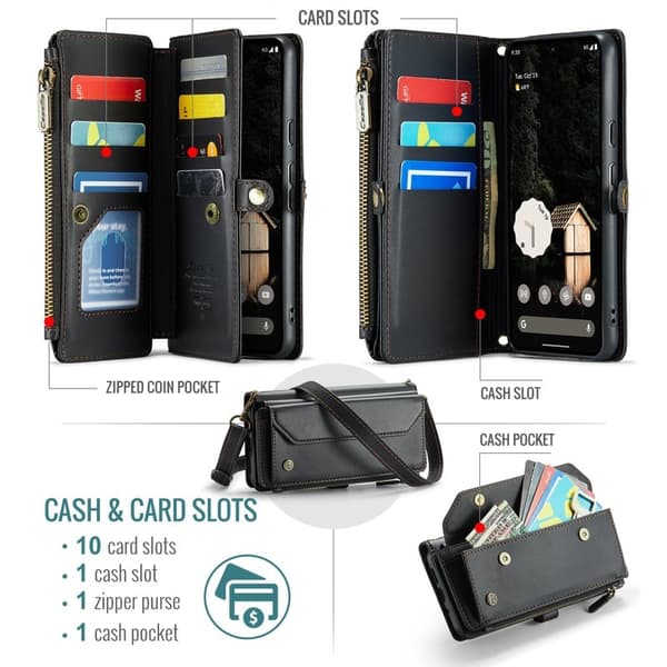 CASEME Plånboksfodral Konstläder till Google Pixel 10 Pro XL - Svart