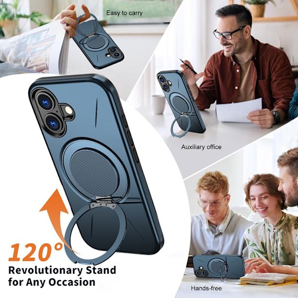 Mobilskal till iPhone 16 MagSafe Rotating Kickstand TPU + PC Blå