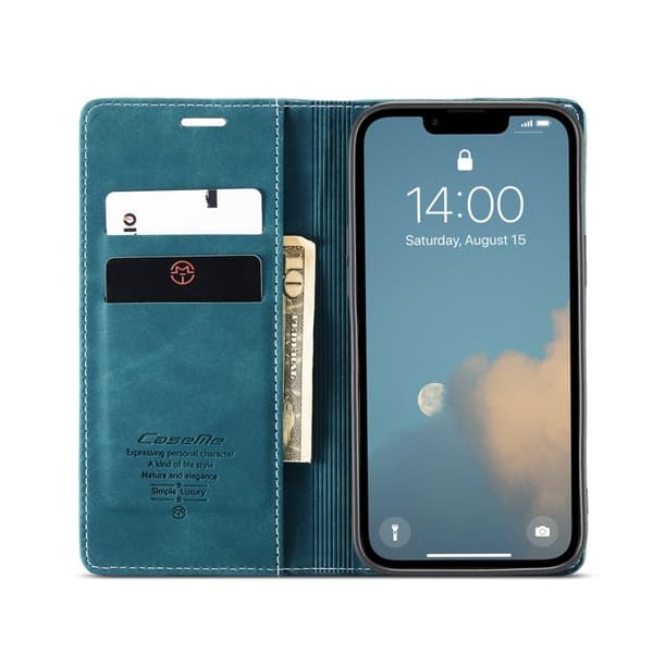 CASEME 013 Plånboksfodral för iPhone 16e KonstLäder Ställ - Blå