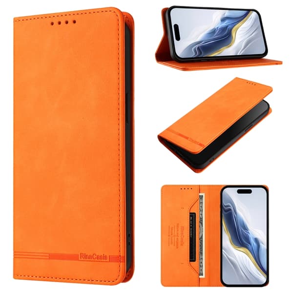 OnePlus 15 Konstläder Plånboksfodral RFID-Skydd Rinacasis Orange