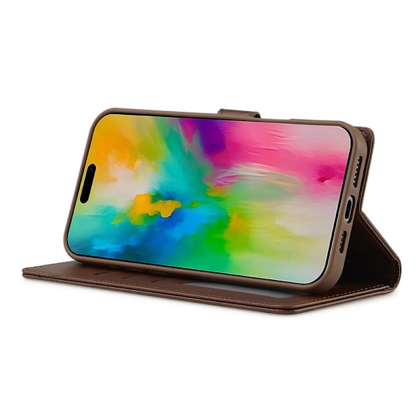 LC.IMEEKE iPhone 16 Pro Max Plånboksfodral Konstläder - Brun