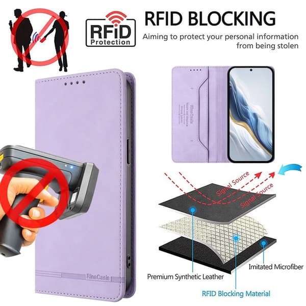 RINACASIS Samsung Galaxy A37 Plånboksfodral Konstläder RFID Skydd - Lila