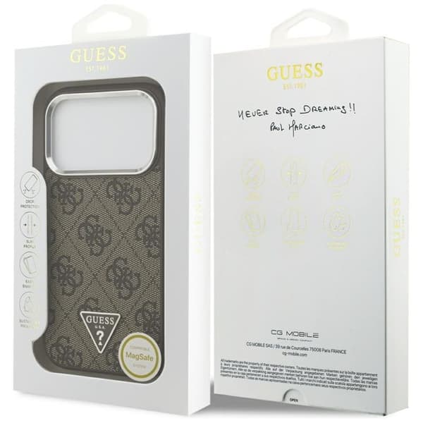 Guess Mobilskal till iPhone 17 Pro MagSafe 4G Triangle Logo - Brun Brun