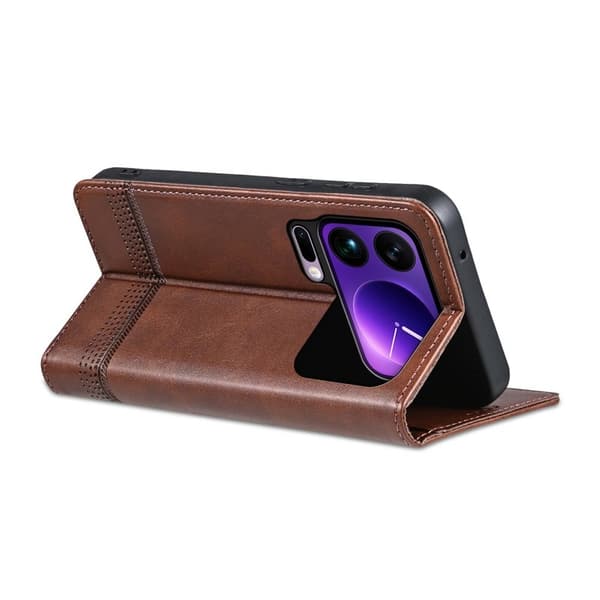 AZNS Xiaomi 17 Pro Max Plånboksfodral Konstläder - Brun