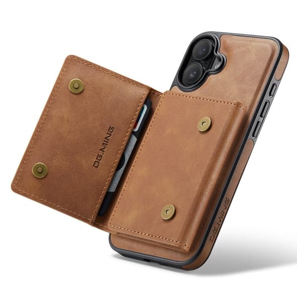 DG.MING M5 Series Mobilskal till iPhone 16 Plus Magnetiskt Konstläder Brun