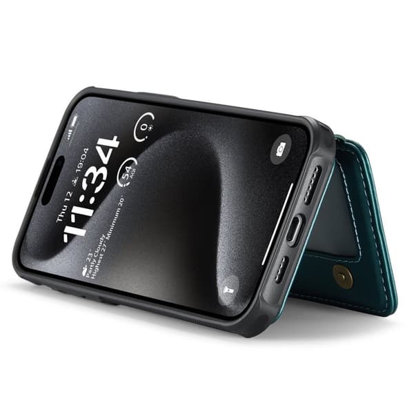 JEEHOOD J05 Mobilskal till iPhone 15 Pro Max Läder med Magnetficka Cyan