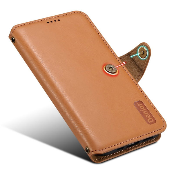 DENIOR iPhone 7 Plus / 8 Plus Plånboksfodral Konstläder Khaki
