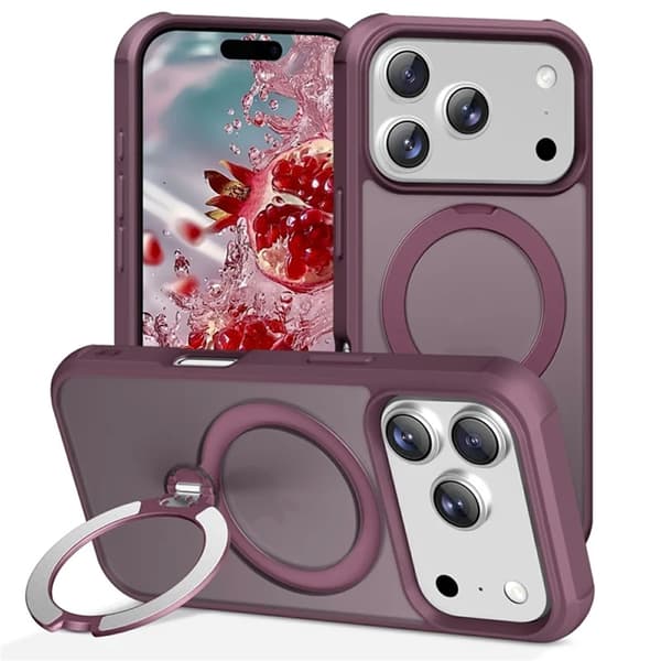 Mobilskal till iPhone 17 Pro Max MagSafe Kickstand TPU + PC - Vinröd Vinröd