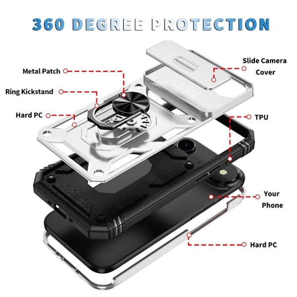 Mobilskal till iPhone Air Slide Camshield Kickstand - Vit Vit