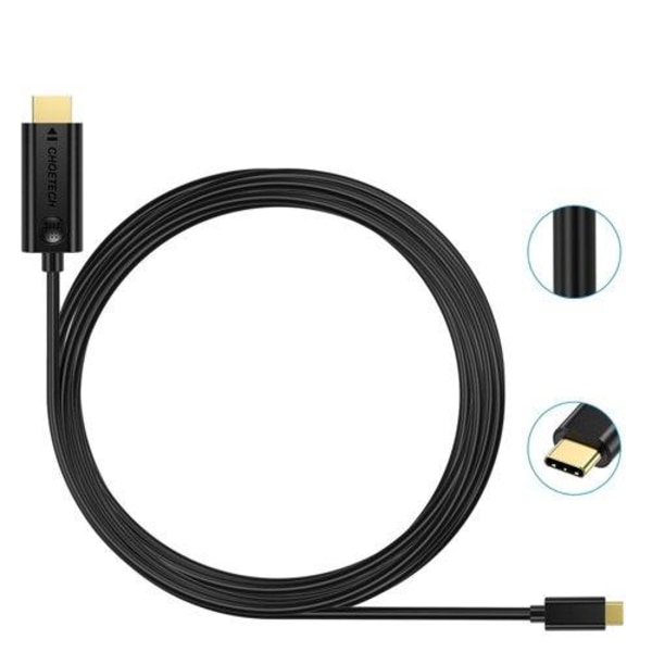 Choetech HDMI 4K USB-C Kabel 3m - Sort Black
