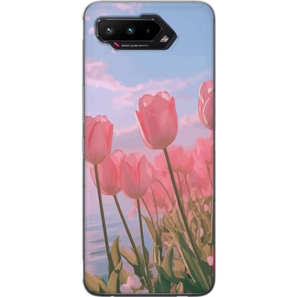 Mobilcover til Asus ROG Phone 5 med lyserøde tulipaner