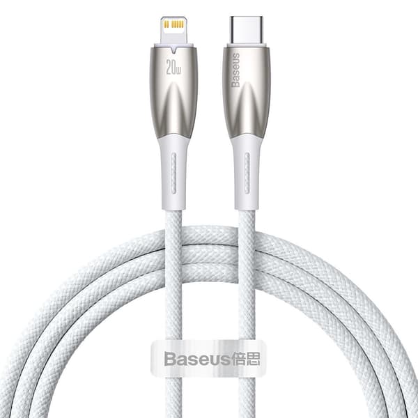 Baseus USB-C til Lightning kabel 1m Glimmer 20W - Hvid Vit