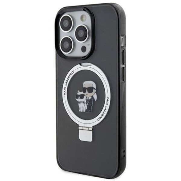 KARL LAGERFELD iPhone 15 Pro Max Mobilskal MagSafe Ringställ - Svart Svart