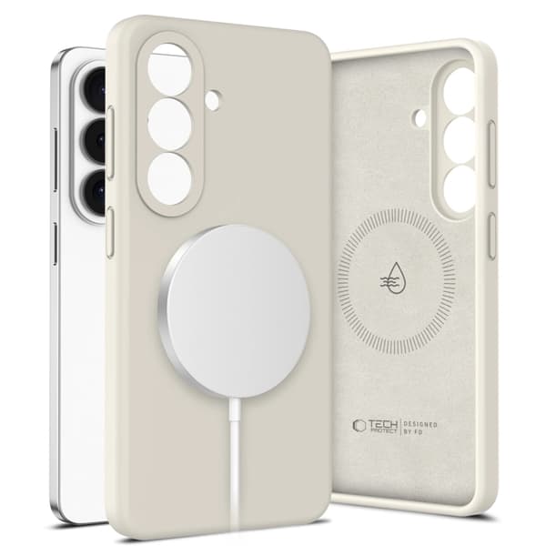 Tech-Protect Mobilcover Til Galaxy S26 Magsafe Silikone - Cosmic Latte Beige