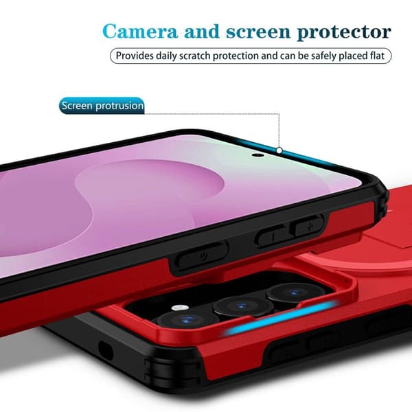 Mobilskal för Samsung Galaxy S26 Magnetiskt Kickstand PC + TPU - Röd