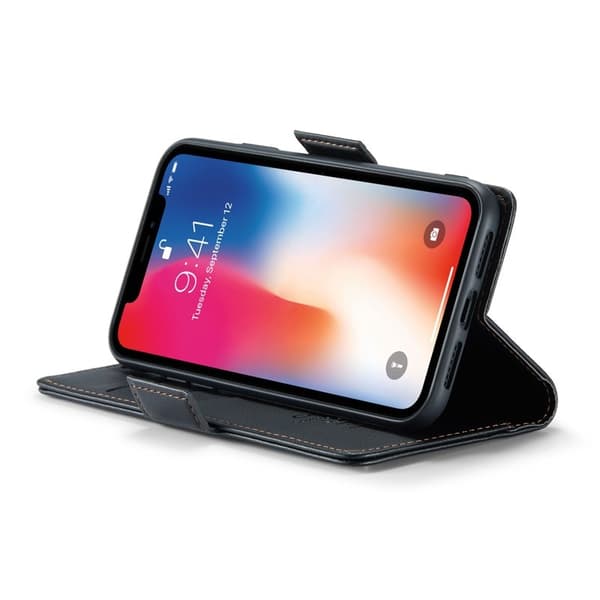 CASEME iPhone XS Max Plånboksfodral Konstläder RFID-Skydd Svart